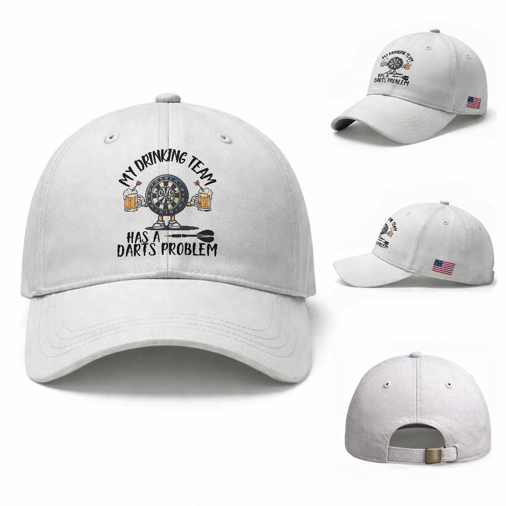My Drinking Team Has A Darts Problem Baseball Cap Funny Darts Player Team TS12 Baseball Cap Universal Fit White Print Your Wear