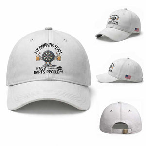 My Drinking Team Has A Darts Problem Baseball Cap Funny Darts Player Team TS12 Baseball Cap Universal Fit White Print Your Wear