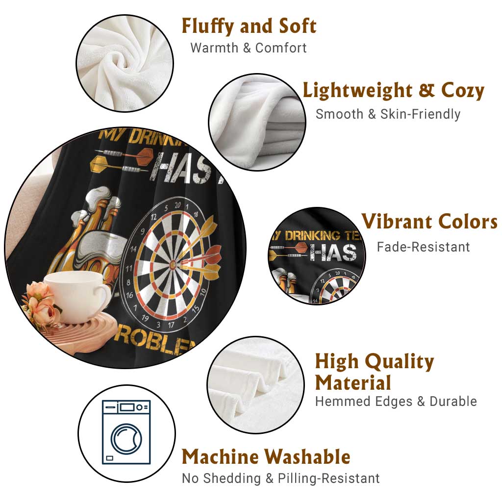 Funny Beer Drinking Darts Problem Throw Blanket Dart Player Team Gift TS12 Print Your Wear