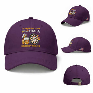 Funny Beer Drinking Darts Problem Baseball Cap Dart Player Team Gift TS12 Baseball Cap Universal Fit Purple Print Your Wear