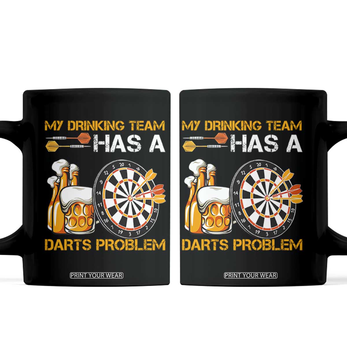 Funny Beer Drinking Darts Problem Coffee Mug Dart Player Team Gift TS12 Black Print Your Wear