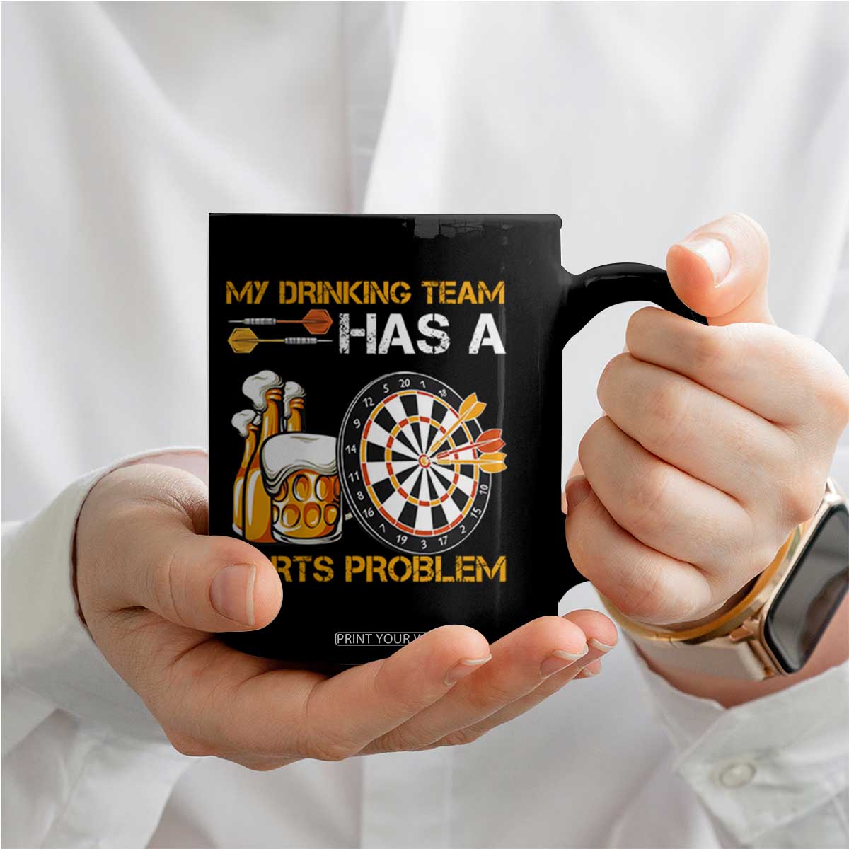 Funny Beer Drinking Darts Problem Coffee Mug Dart Player Team Gift TS12 Print Your Wear