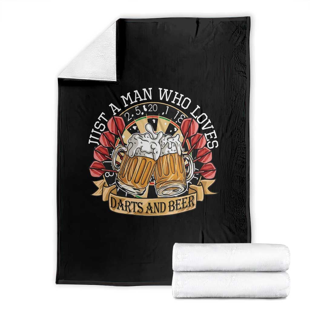 Just A Man Who Loves Darts And Beer Throw Blanket Funny Dart Player TS12 Black Print Your Wear