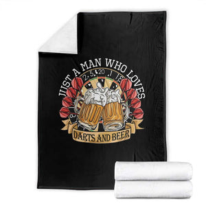 Just A Man Who Loves Darts And Beer Throw Blanket Funny Dart Player TS12 Black Print Your Wear