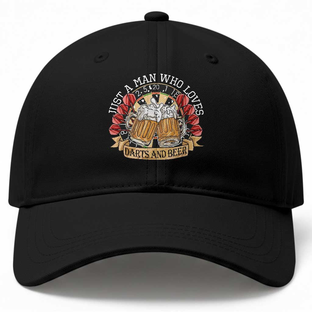 Just A Man Who Loves Darts And Beer Baseball Cap Funny Dart Player TS12 Print Your Wear