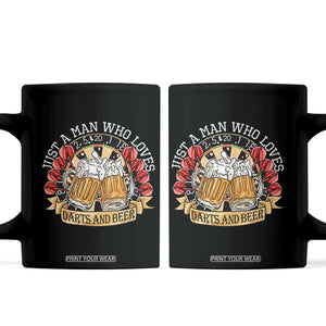 Just A Man Who Loves Darts And Beer Coffee Mug Funny Dart Player TS12 Black Print Your Wear