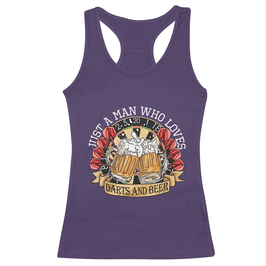 Just A Man Who Loves Darts And Beer Racerback Tank Top Funny Dart Player TS12 Purple Print Your Wear