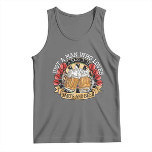 Just A Man Who Loves Darts And Beer Tank Top Funny Dart Player TS12 Black Heather Print Your Wear