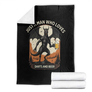 Funny Jersey Devil Loves Darts And Beer Throw Blanket Cryptid Lover Gift TS12 Black Print Your Wear