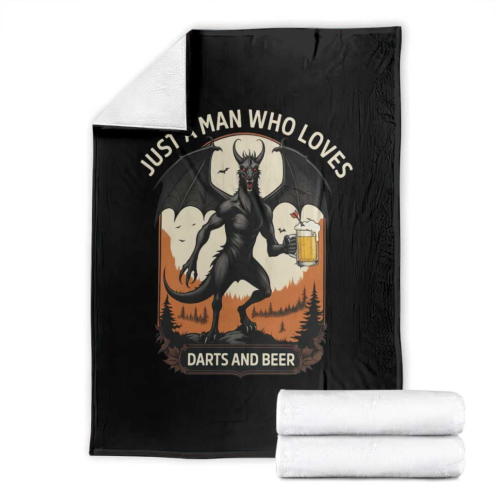 Funny Jersey Devil Loves Darts And Beer Throw Blanket Cryptid Lover Gift TS12 Black Print Your Wear