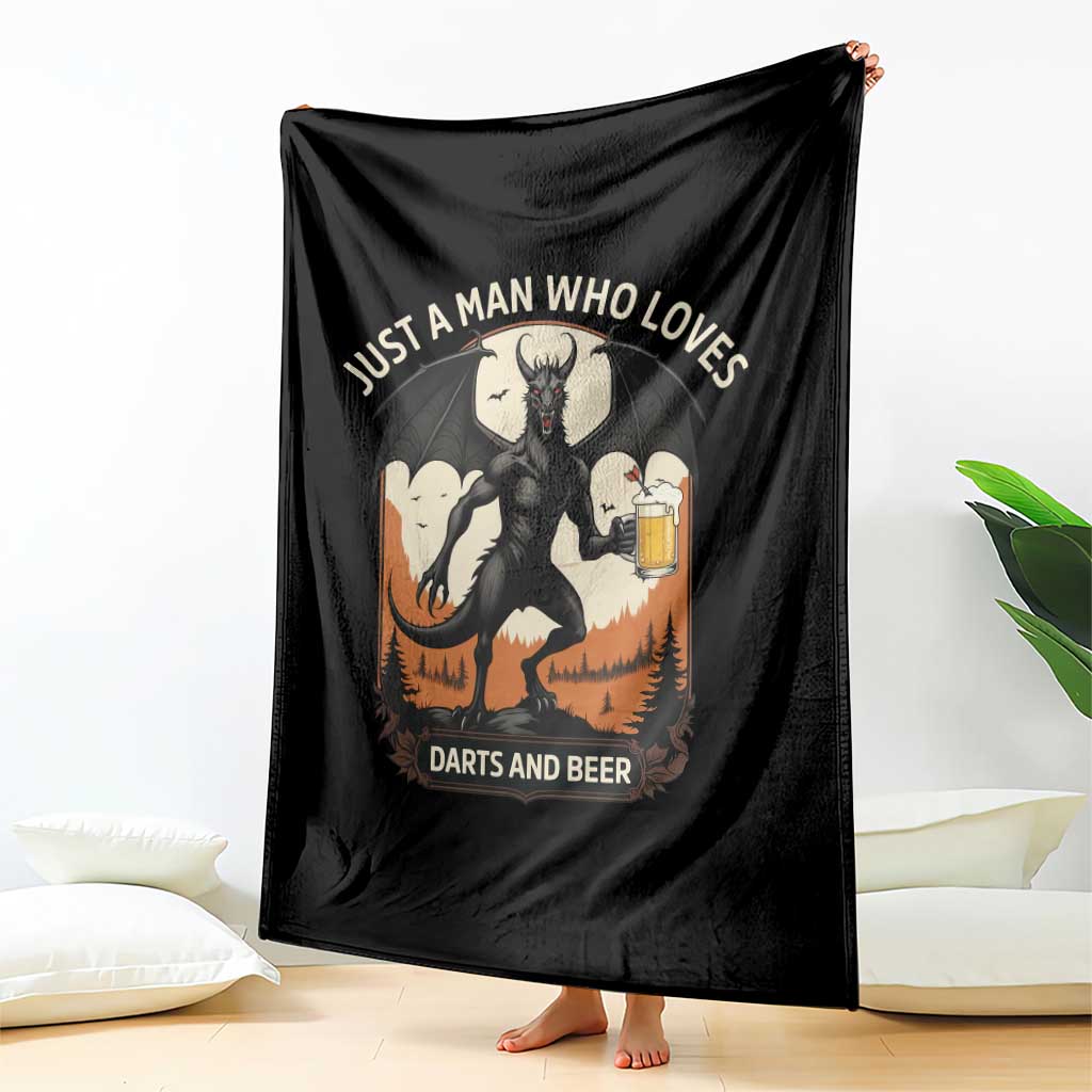 Funny Jersey Devil Loves Darts And Beer Throw Blanket Cryptid Lover Gift TS12 Print Your Wear