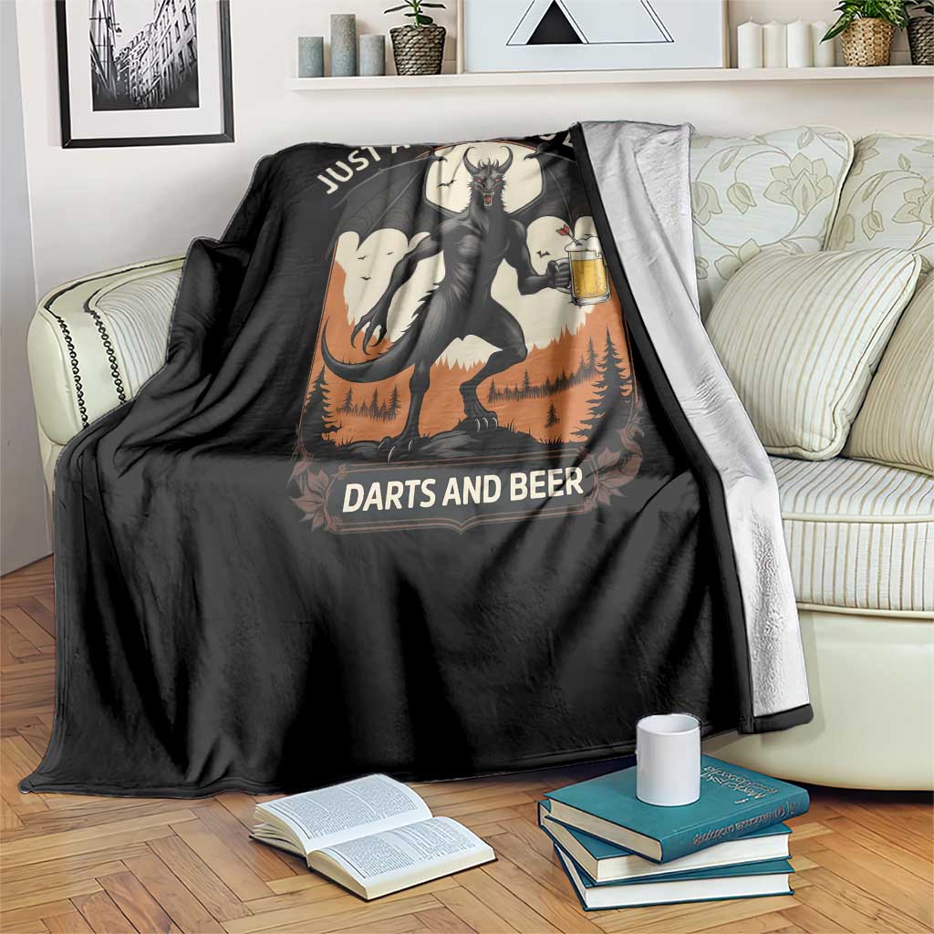 Funny Jersey Devil Loves Darts And Beer Throw Blanket Cryptid Lover Gift TS12 Print Your Wear