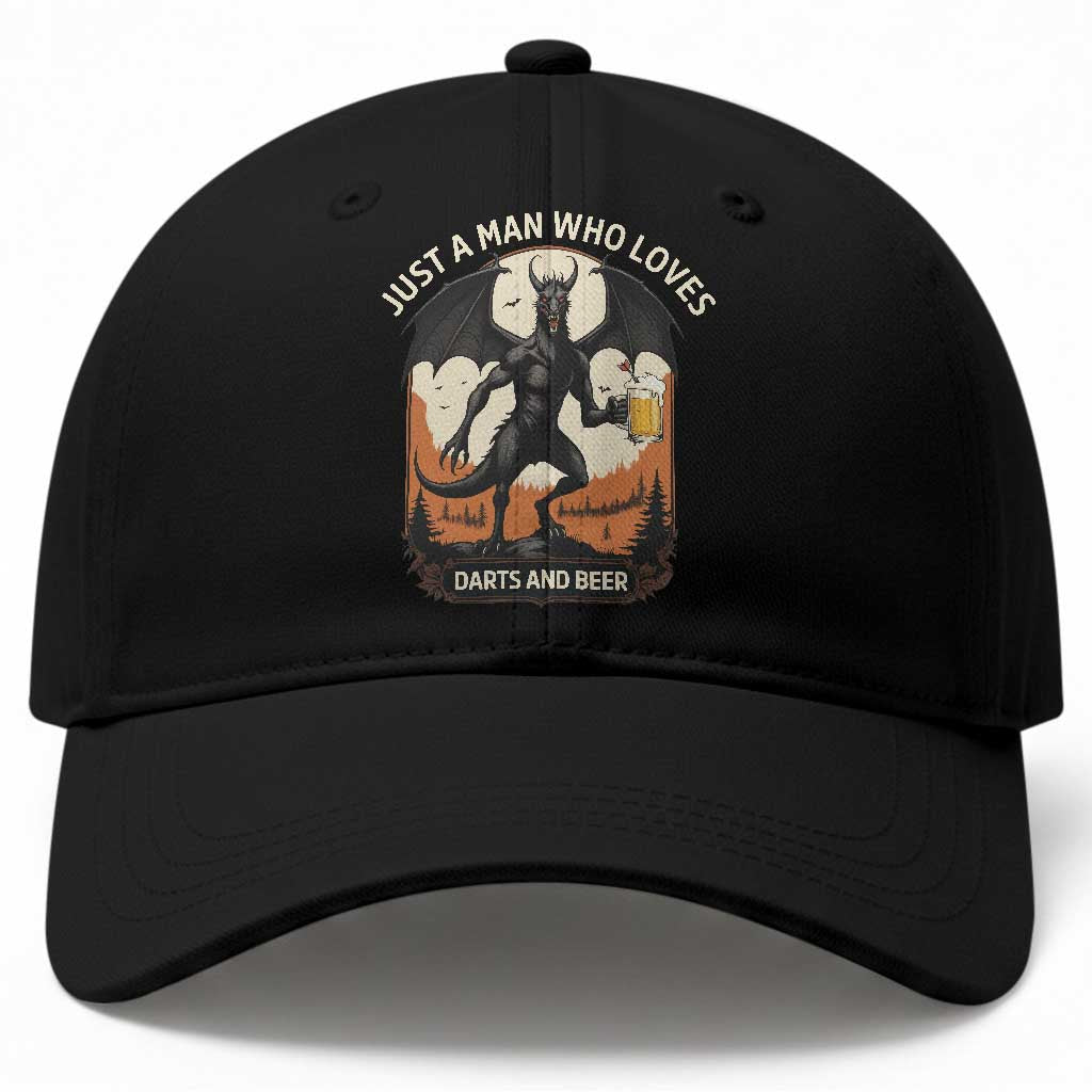 Funny Jersey Devil Loves Darts And Beer Baseball Cap Cryptid Lover Gift TS12 Print Your Wear