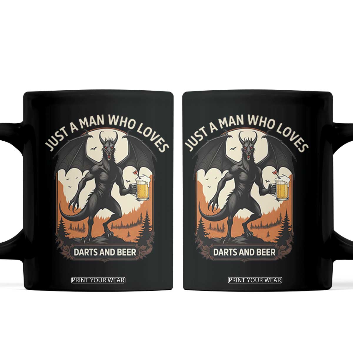 Funny Jersey Devil Loves Darts And Beer Coffee Mug Cryptid Lover Gift TS12 Black Print Your Wear