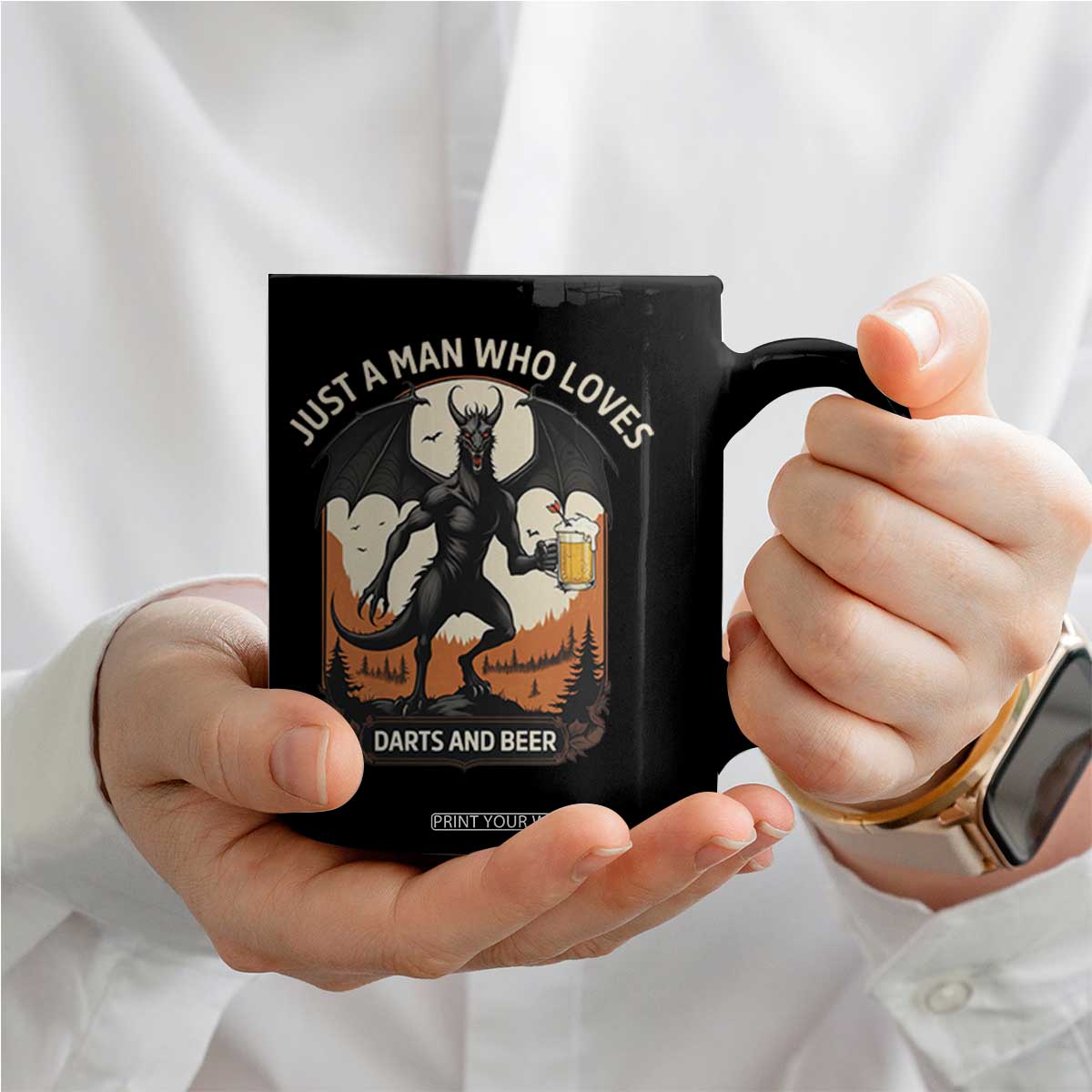 Funny Jersey Devil Loves Darts And Beer Coffee Mug Cryptid Lover Gift TS12 Print Your Wear