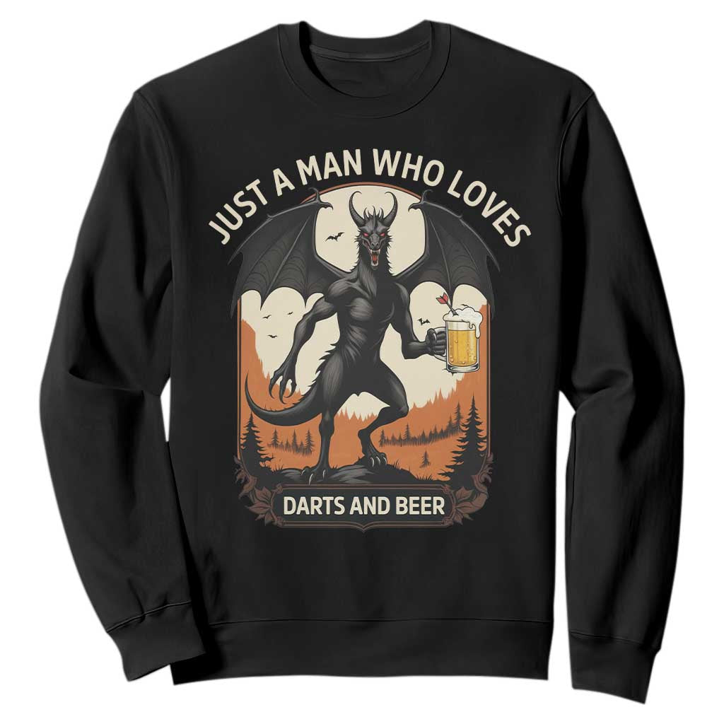 Funny Jersey Devil Loves Darts And Beer Sweatshirt Cryptid Lover Gift TS12 Black Print Your Wear