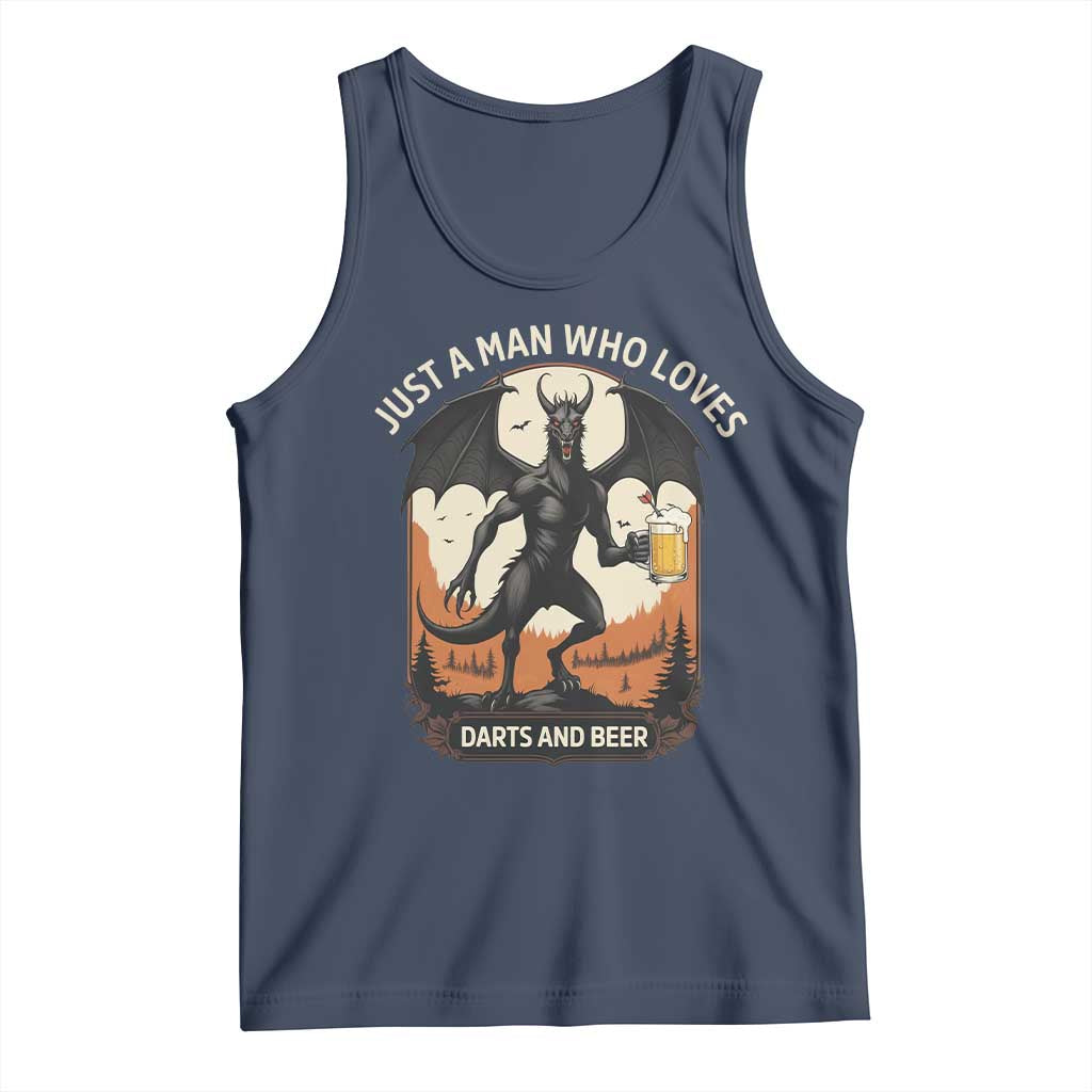 Funny Jersey Devil Loves Darts And Beer Tank Top Cryptid Lover Gift TS12 Navy Print Your Wear