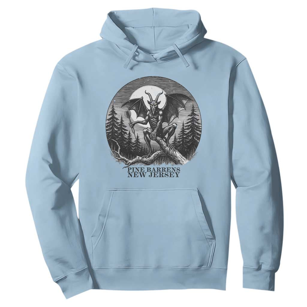 Jersey Devil Playing Dart Hoodie Gothic Horror Gift Pine Barrens New Jersey TS12 Light Blue Print Your Wear