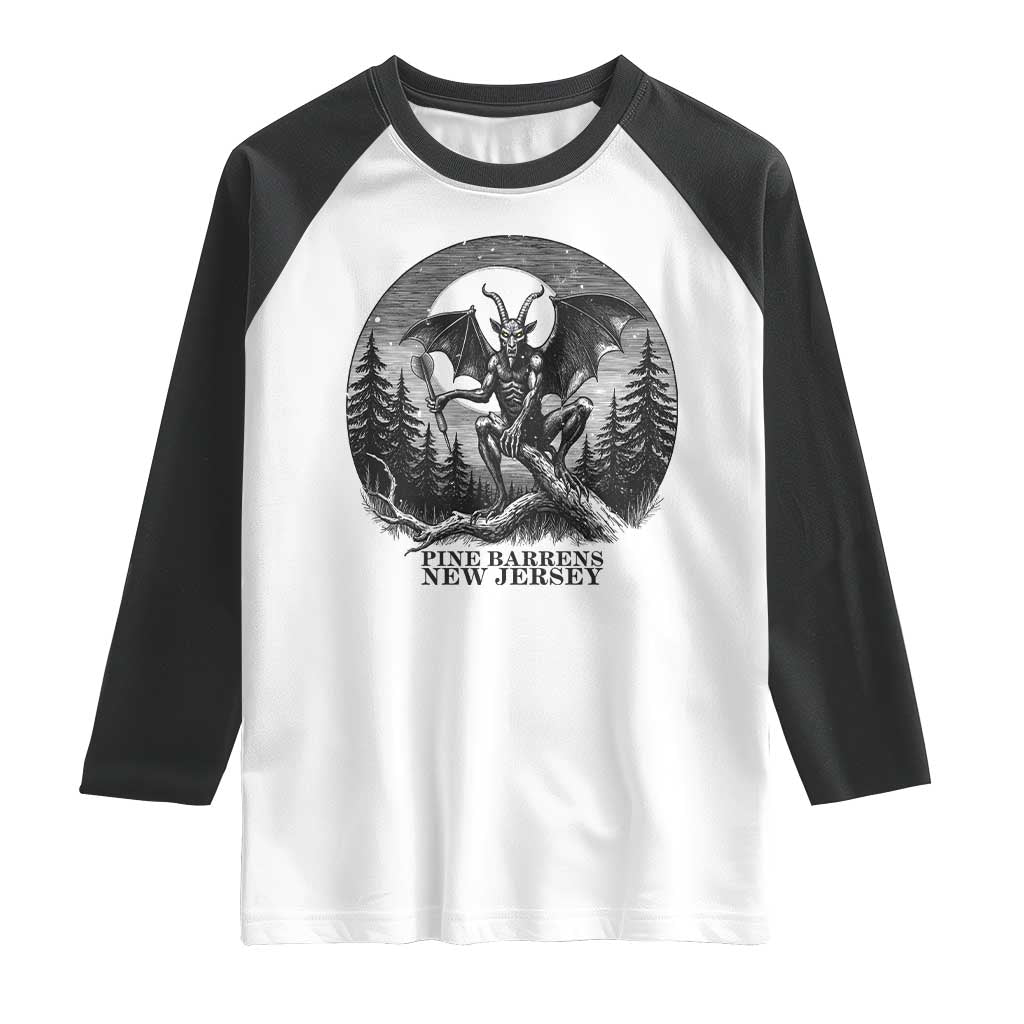 Jersey Devil Playing Dart Raglan Shirt Gothic Horror Gift Pine Barrens New Jersey TS12 White Black Print Your Wear