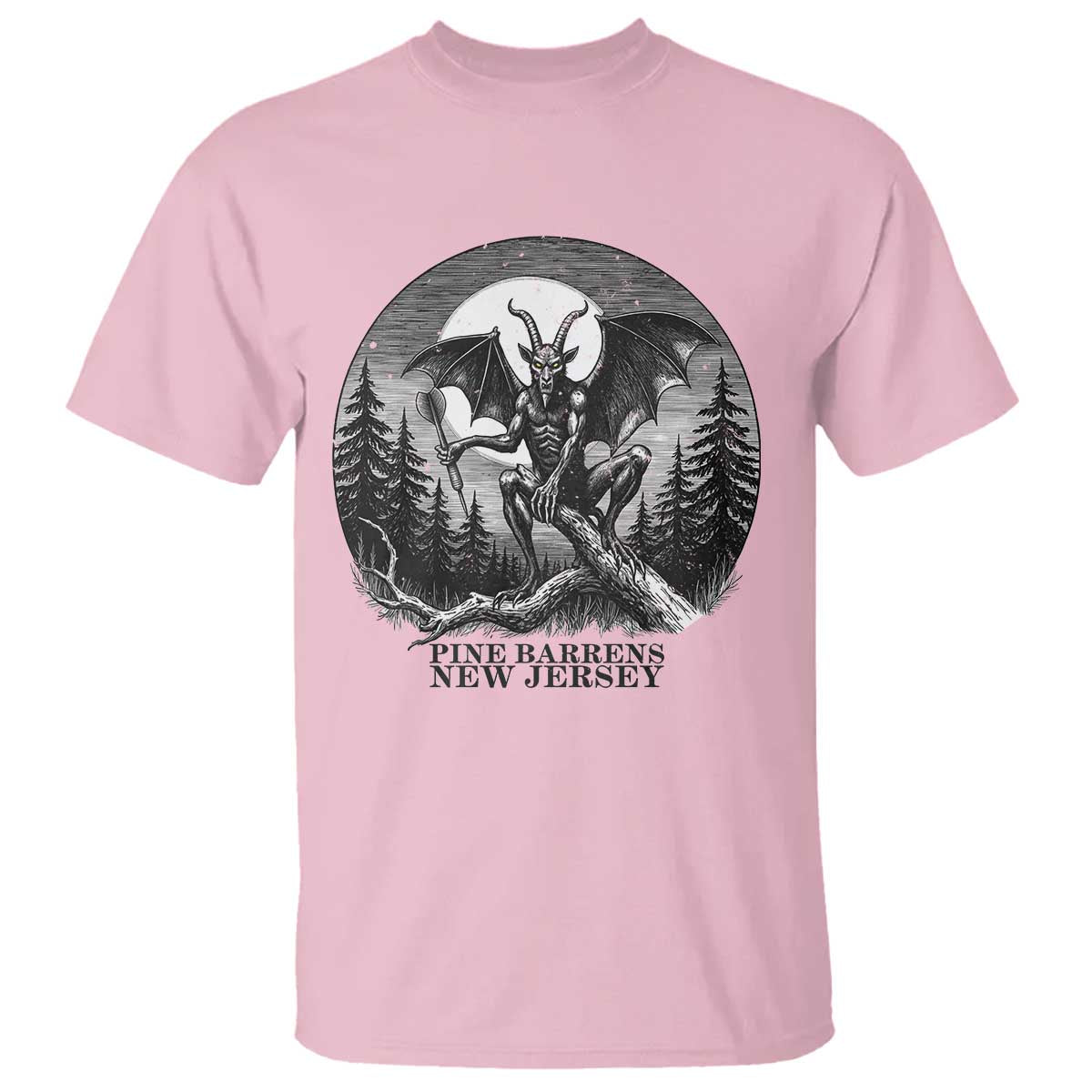 Jersey Devil Playing Dart T Shirt Gothic Horror Gift Pine Barrens New Jersey TS12 Light Pink Print Your Wear