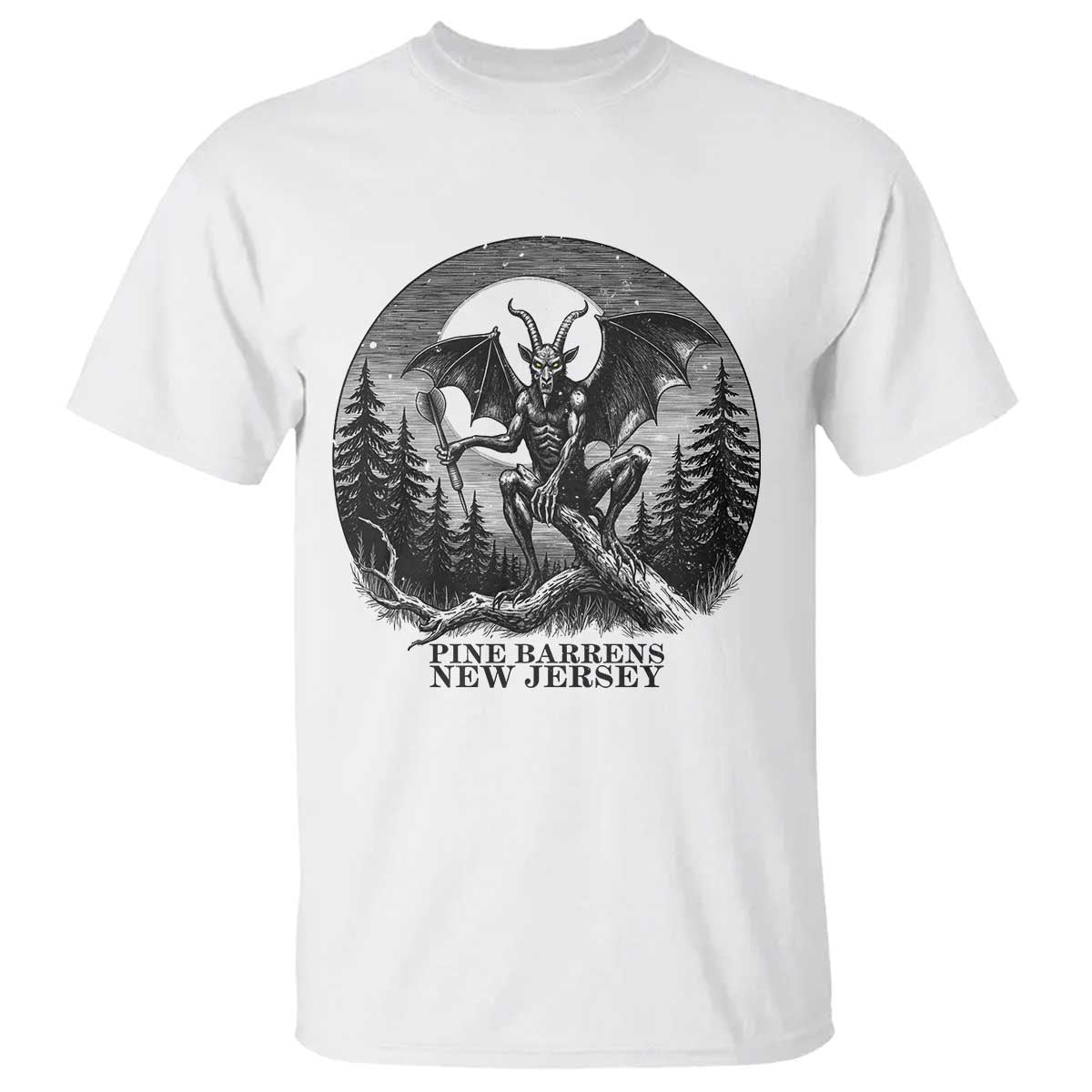 Jersey Devil Playing Dart T Shirt Gothic Horror Gift Pine Barrens New Jersey TS12 White Print Your Wear