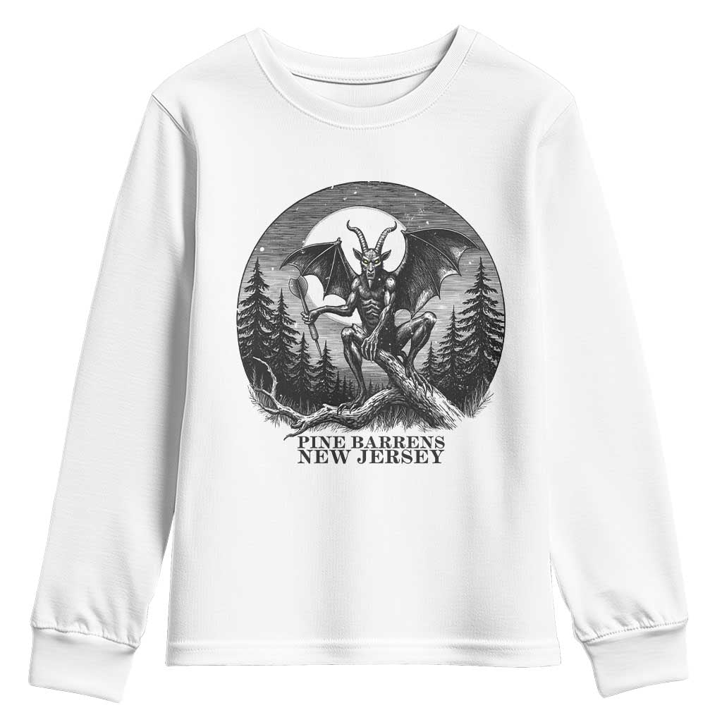 Jersey Devil Playing Dart Youth Sweatshirt Gothic Horror Gift Pine Barrens New Jersey TS12 White Print Your Wear