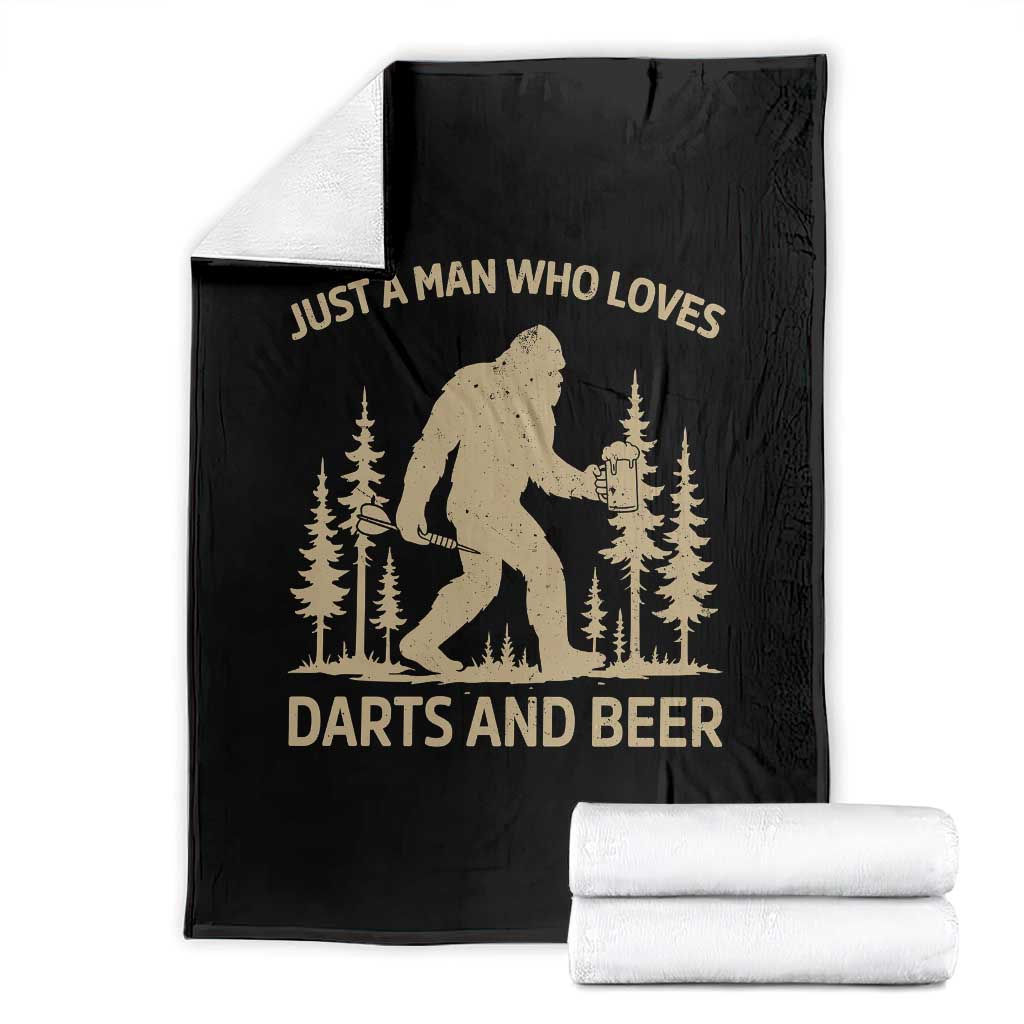 Funny Bigfoot Just A Man Who Loves Darts And Beer Gift Throw Blanket TS12 Black Print Your Wear