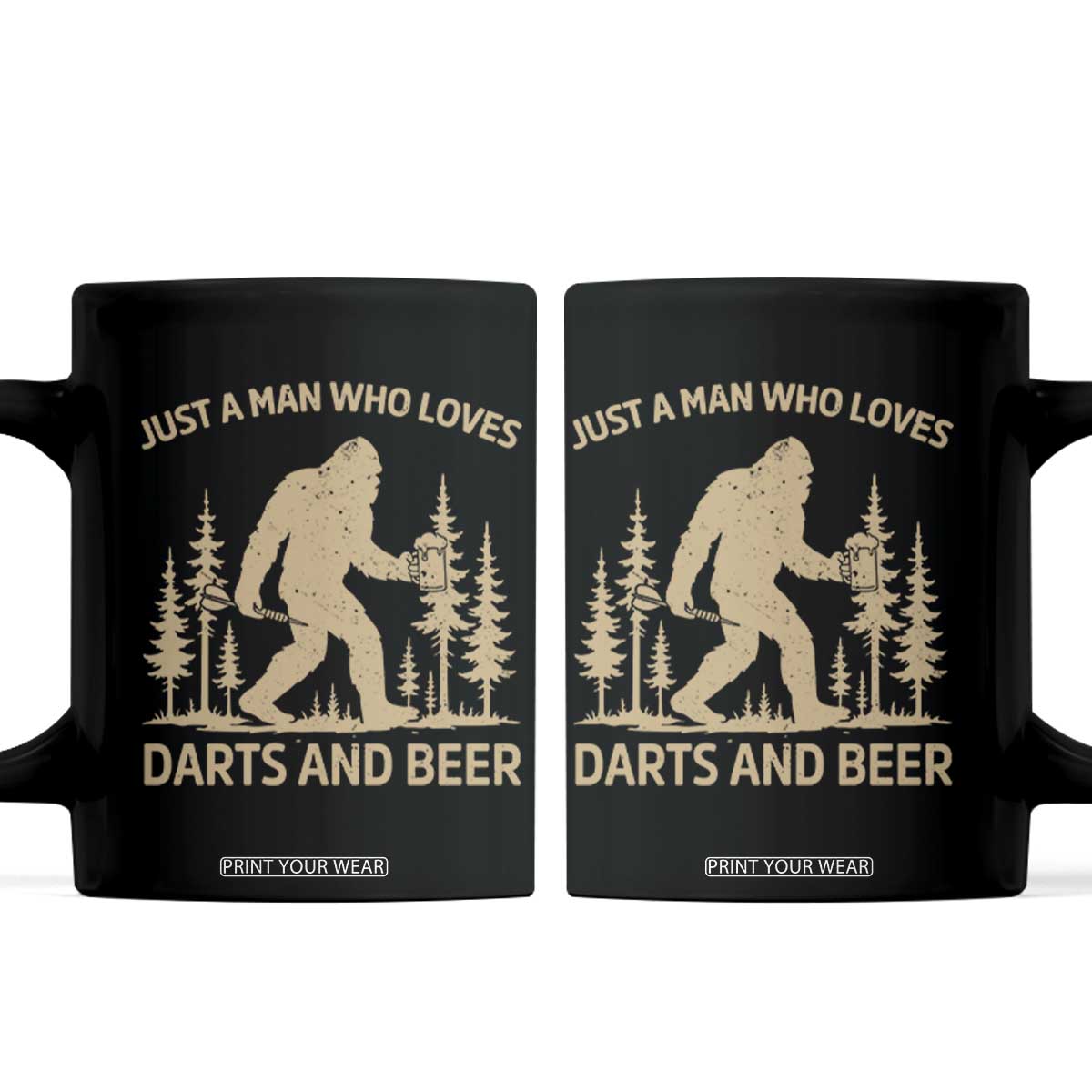 Funny Bigfoot Just A Man Who Loves Darts And Beer Gift Coffee Mug TS12 Black Print Your Wear