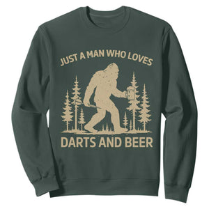 Funny Bigfoot Just A Man Who Loves Darts And Beer Gift Sweatshirt TS12 Dark Forest Green Print Your Wear