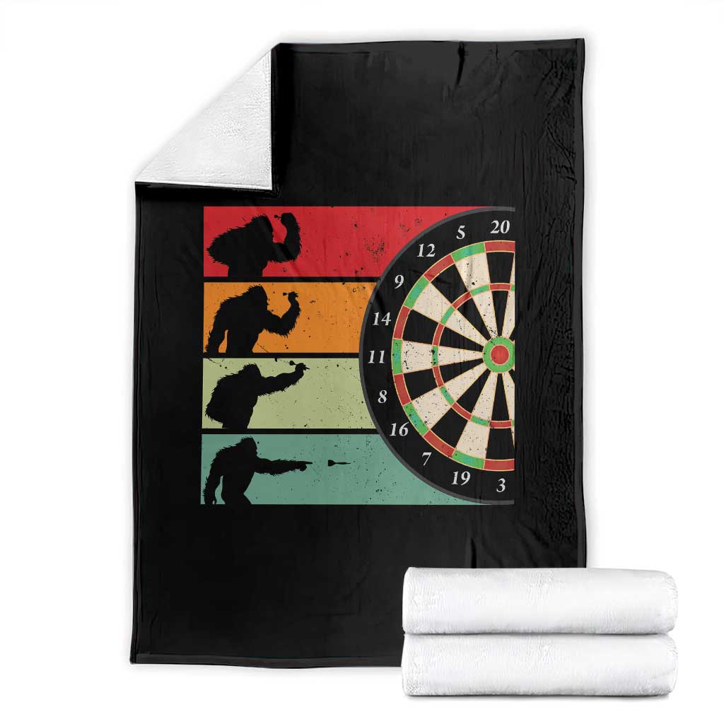 Funny Bigfoot Dart Player Crytid Sunset Retro Vintage Throw Blanket Dartist Gift TS12 Black Print Your Wear