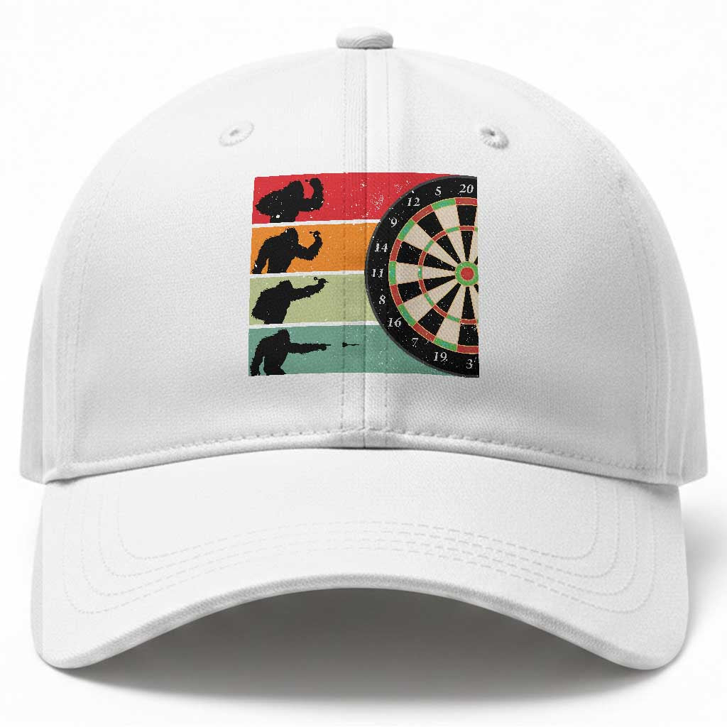 Funny Bigfoot Dart Player Crytid Sunset Retro Vintage Baseball Cap Dartist Gift TS12 Print Your Wear