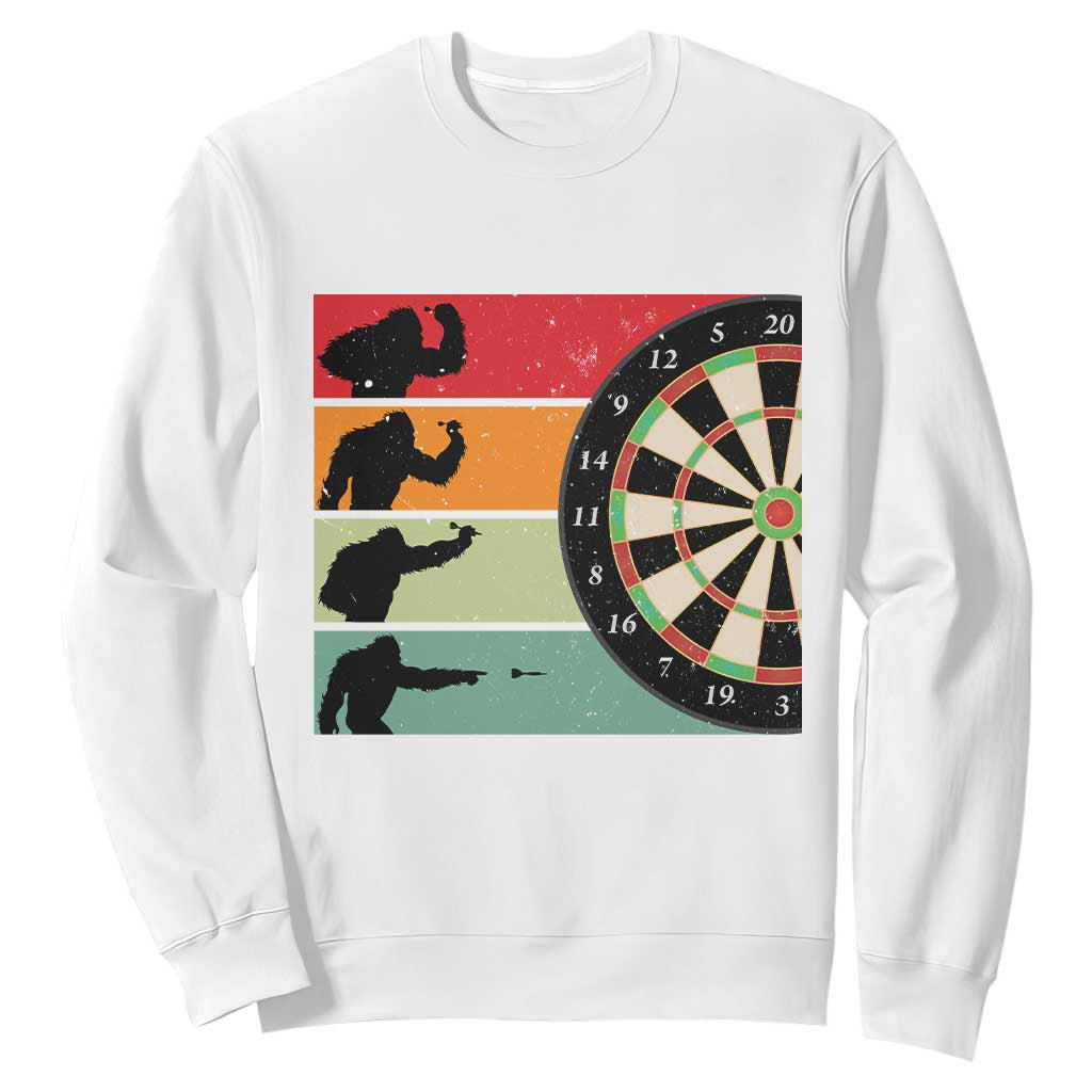 Funny Bigfoot Dart Player Crytid Sunset Retro Vintage Sweatshirt Dartist Gift TS12 White Print Your Wear