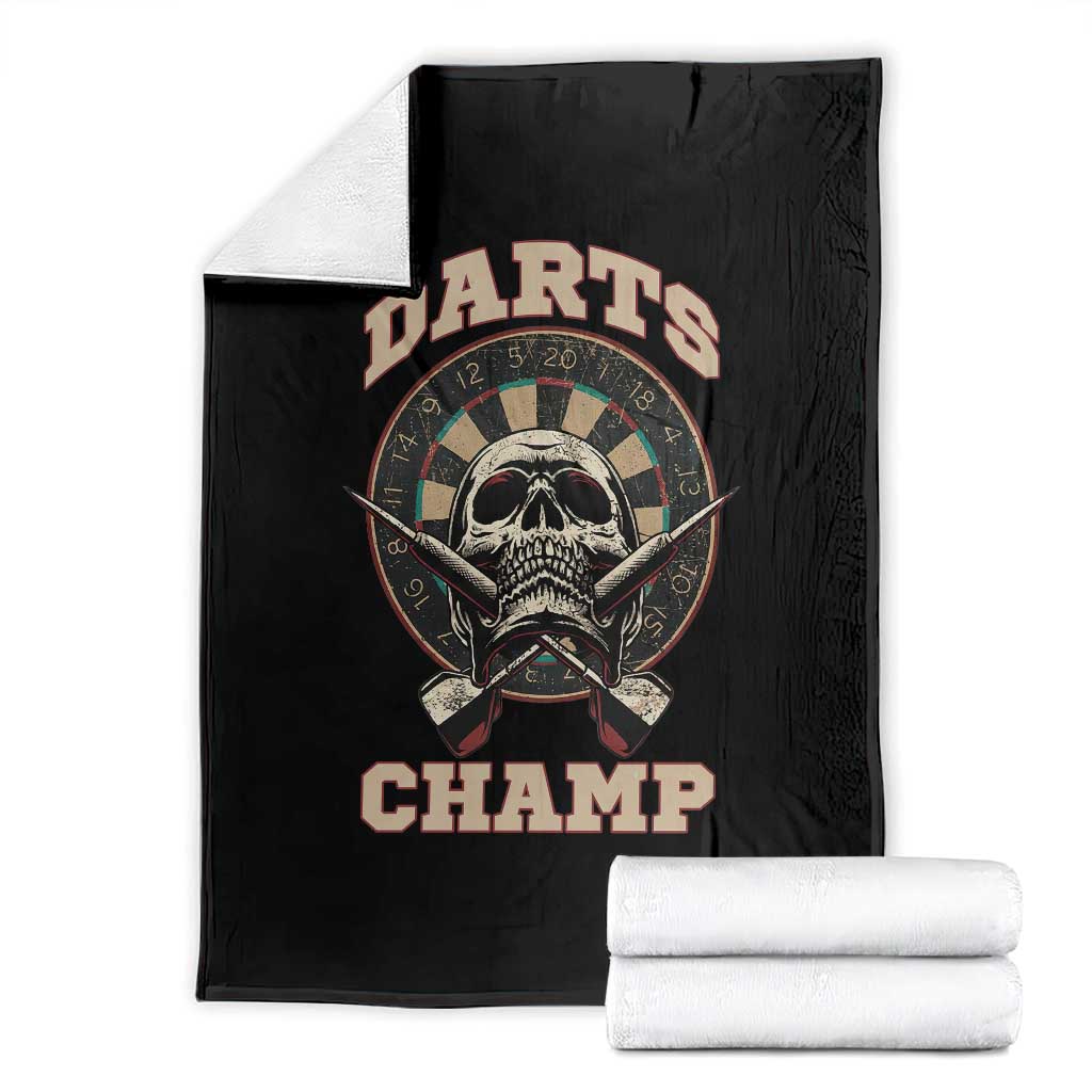 Darts Player Champion Throw Blanket Skull Dartboard Retro Style TS12 Black Print Your Wear