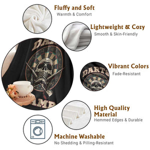 Darts Player Champion Throw Blanket Skull Dartboard Retro Style TS12 Print Your Wear