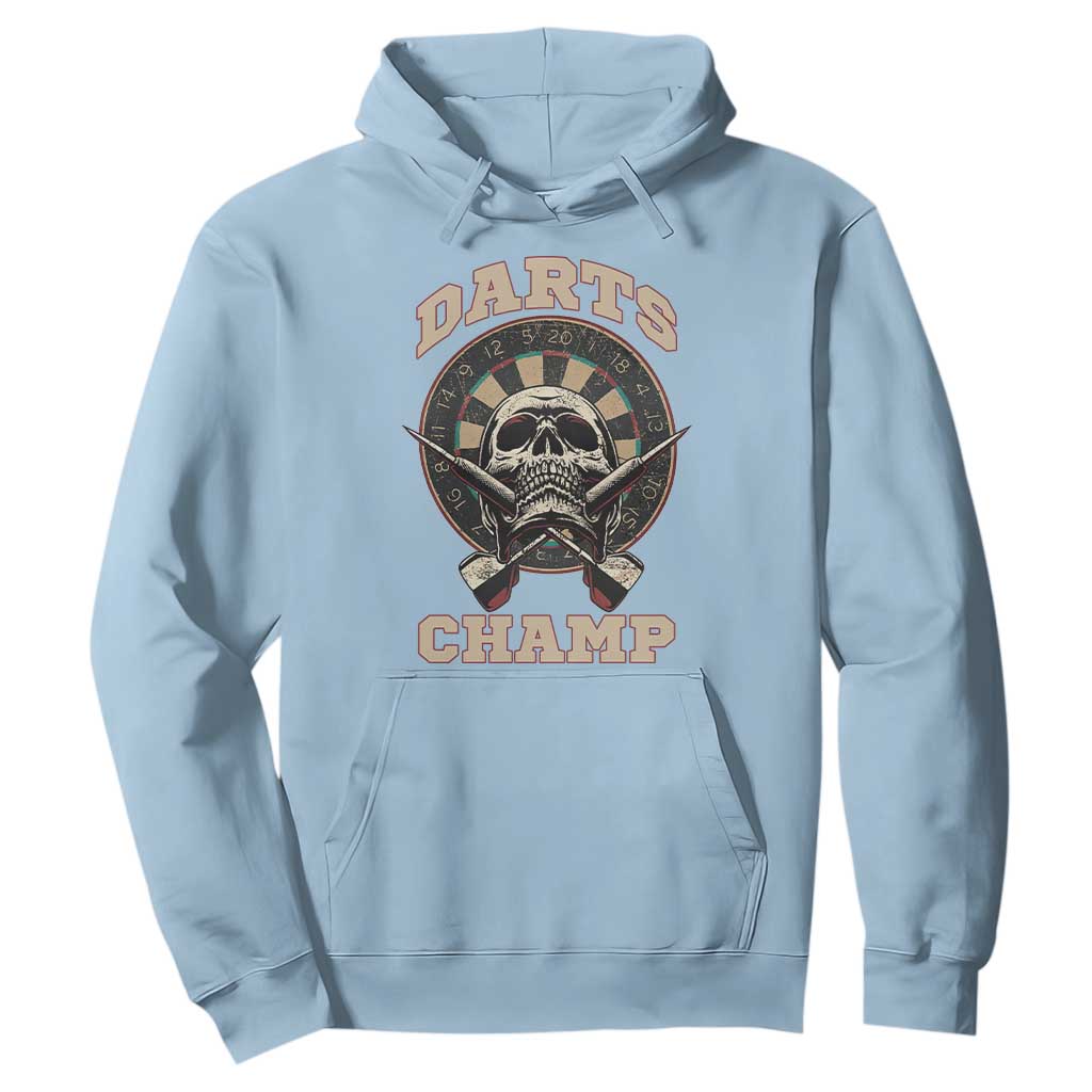 Darts Player Champion Hoodie Skull Dartboard Retro Style TS12 Light Blue Print Your Wear