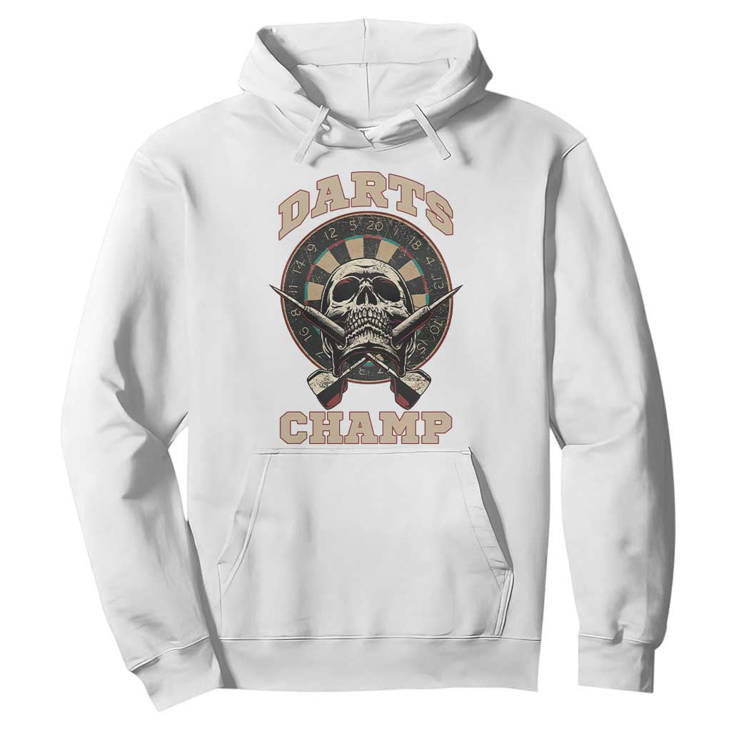 Darts Player Champion Hoodie Skull Dartboard Retro Style TS12 White Print Your Wear