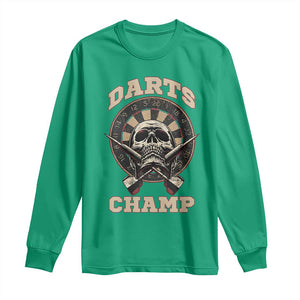 Darts Player Champion Long Sleeve Shirt Skull Dartboard Retro Style TS12 Irish Green Print Your Wear