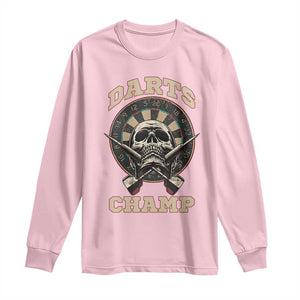 Darts Player Champion Long Sleeve Shirt Skull Dartboard Retro Style TS12 Light Pink Print Your Wear