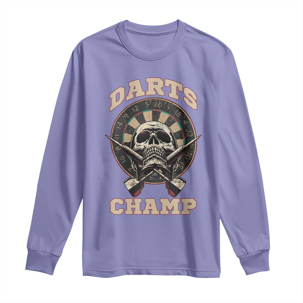 Darts Player Champion Long Sleeve Shirt Skull Dartboard Retro Style TS12 Violet Print Your Wear