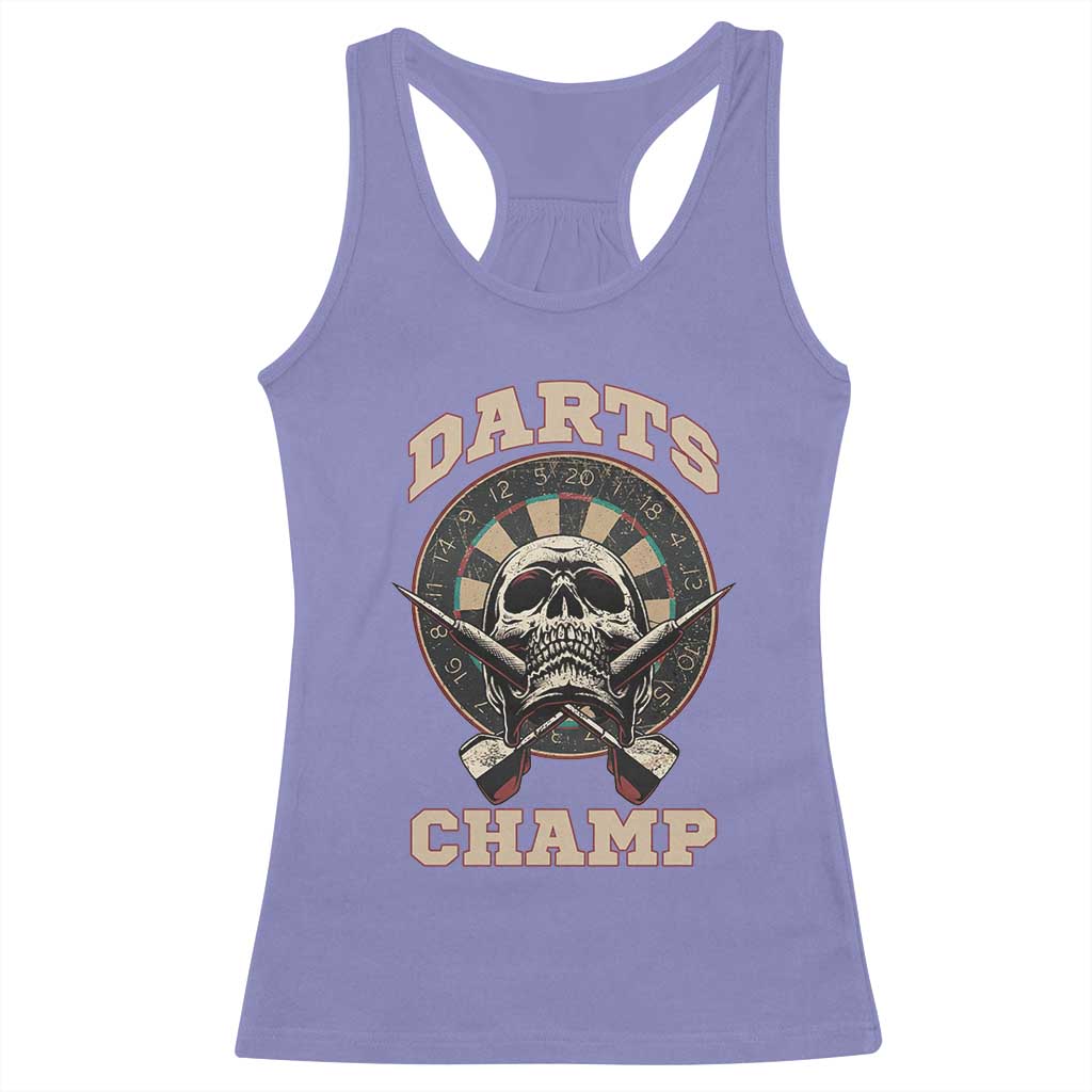 Darts Player Champion Racerback Tank Top Skull Dartboard Retro Style TS12 Violet Print Your Wear