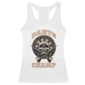 Darts Player Champion Racerback Tank Top Skull Dartboard Retro Style TS12 White Print Your Wear