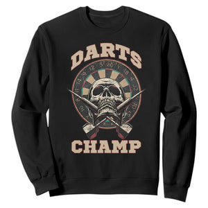 Darts Player Champion Sweatshirt Skull Dartboard Retro Style TS12 Black Print Your Wear