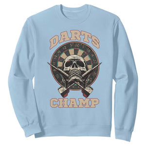 Darts Player Champion Sweatshirt Skull Dartboard Retro Style TS12 Light Blue Print Your Wear