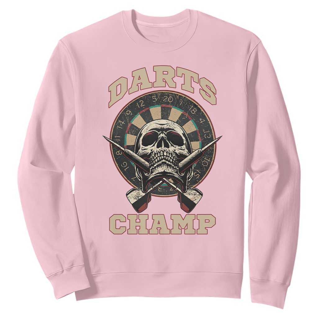 Darts Player Champion Sweatshirt Skull Dartboard Retro Style TS12 Light Pink Print Your Wear