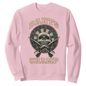 Darts Player Champion Sweatshirt Skull Dartboard Retro Style TS12 Light Pink Print Your Wear