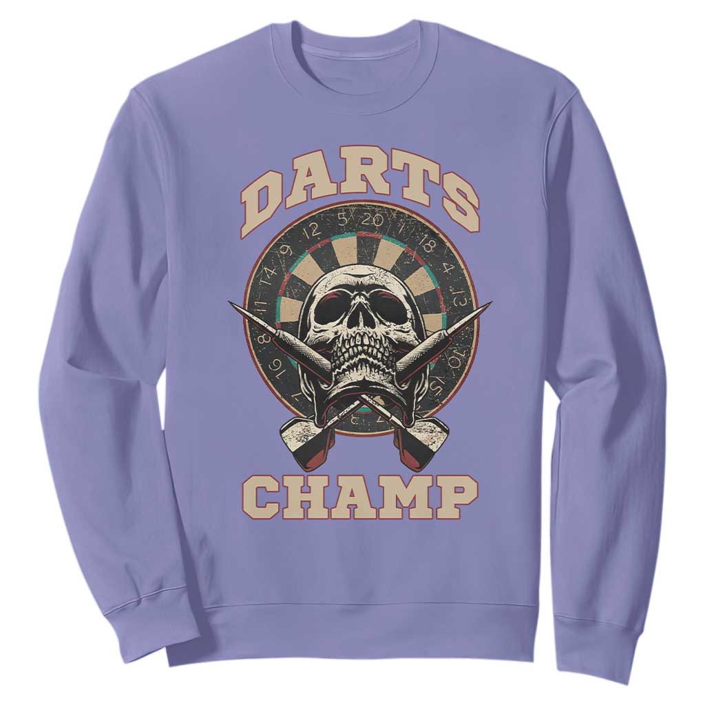 Darts Player Champion Sweatshirt Skull Dartboard Retro Style TS12 Violet Print Your Wear