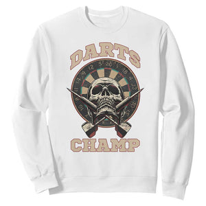 Darts Player Champion Sweatshirt Skull Dartboard Retro Style TS12 White Print Your Wear