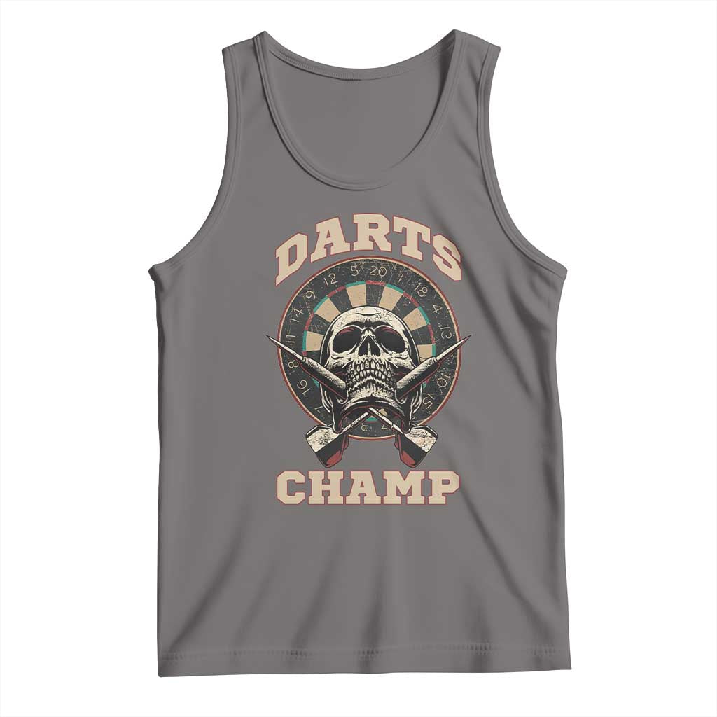 Darts Player Champion Tank Top Skull Dartboard Retro Style TS12 Deep Heather Print Your Wear