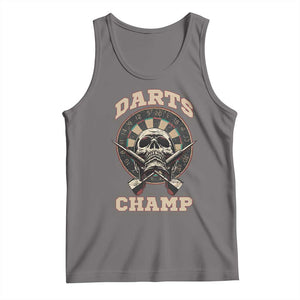 Darts Player Champion Tank Top Skull Dartboard Retro Style TS12 Deep Heather Print Your Wear