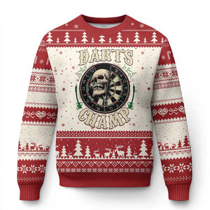 Skull Dartboard Retro Vintage Ugly Christmas Sweater Darts Player Champion Gift TS12 Beige Red Print Your Wear